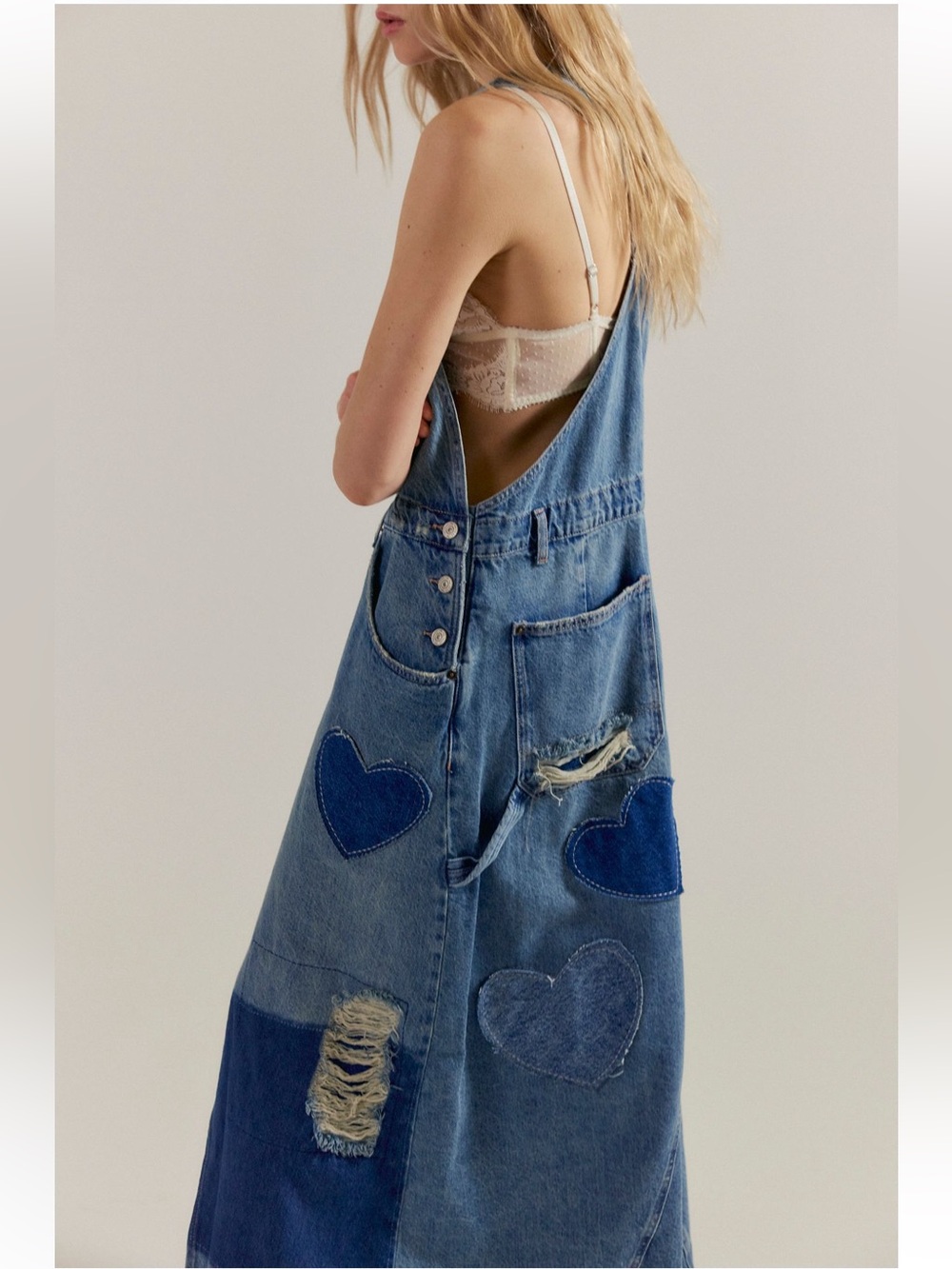 NWT FREE PEOPLE WE THE FREE KEY TO MY HEART PATCHED SKIRTALLS 💙💙 - Picture 3 of 7